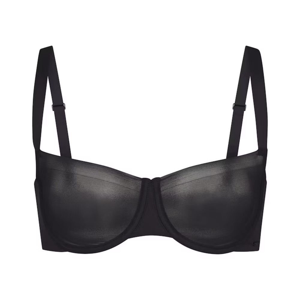 SKIMS Unlined Black Balconette Bra with Underwire Support